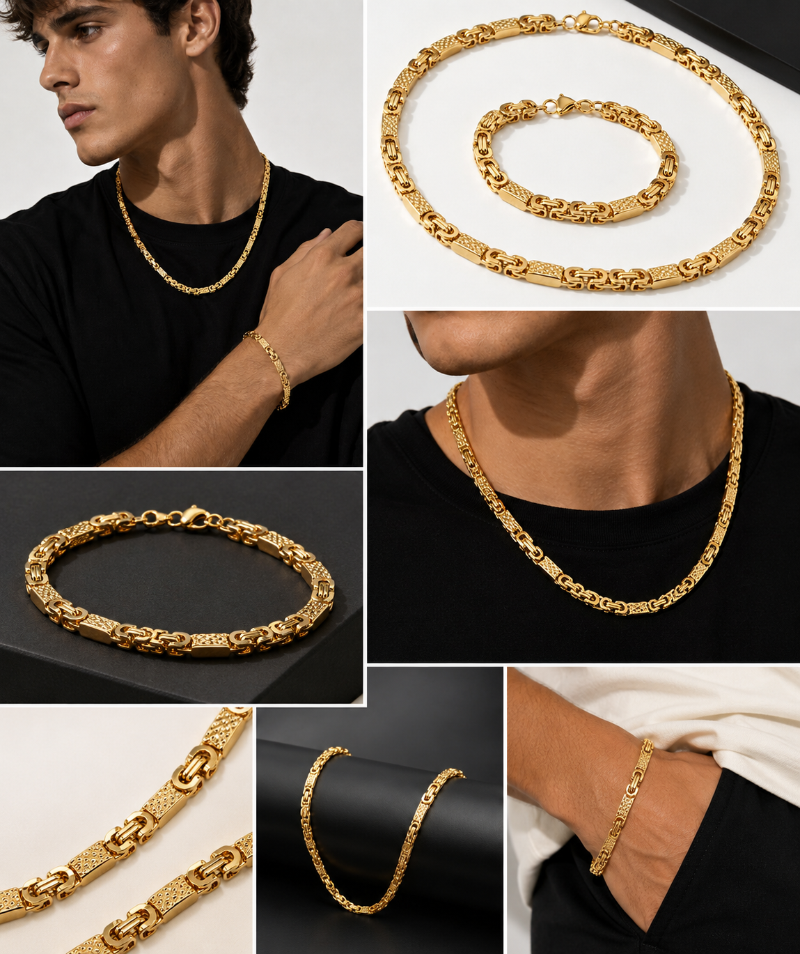 Glanzio Golden Cuban – luxusný set retiazky a náramku