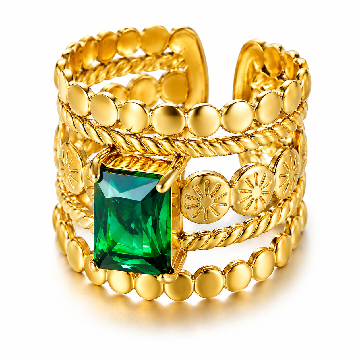 Glanzio prsteň IEmerald Majesty nastaviteľný 87003