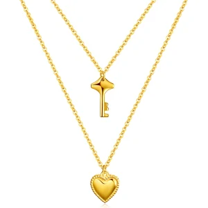 Dvojitá retiazka s príveskom Heart & Key